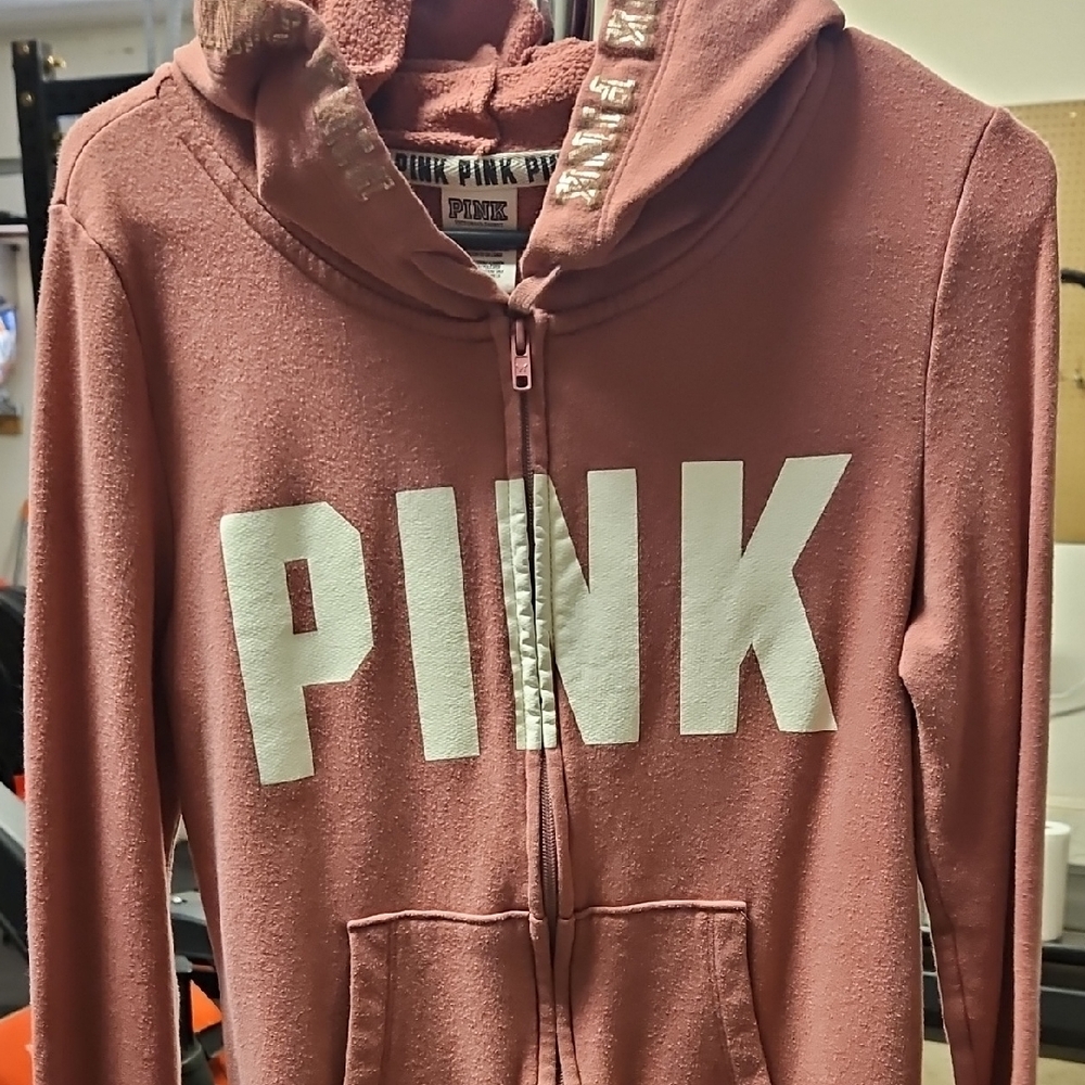 PINK Victoria's Secret Pink and White Zip-Up Jacket